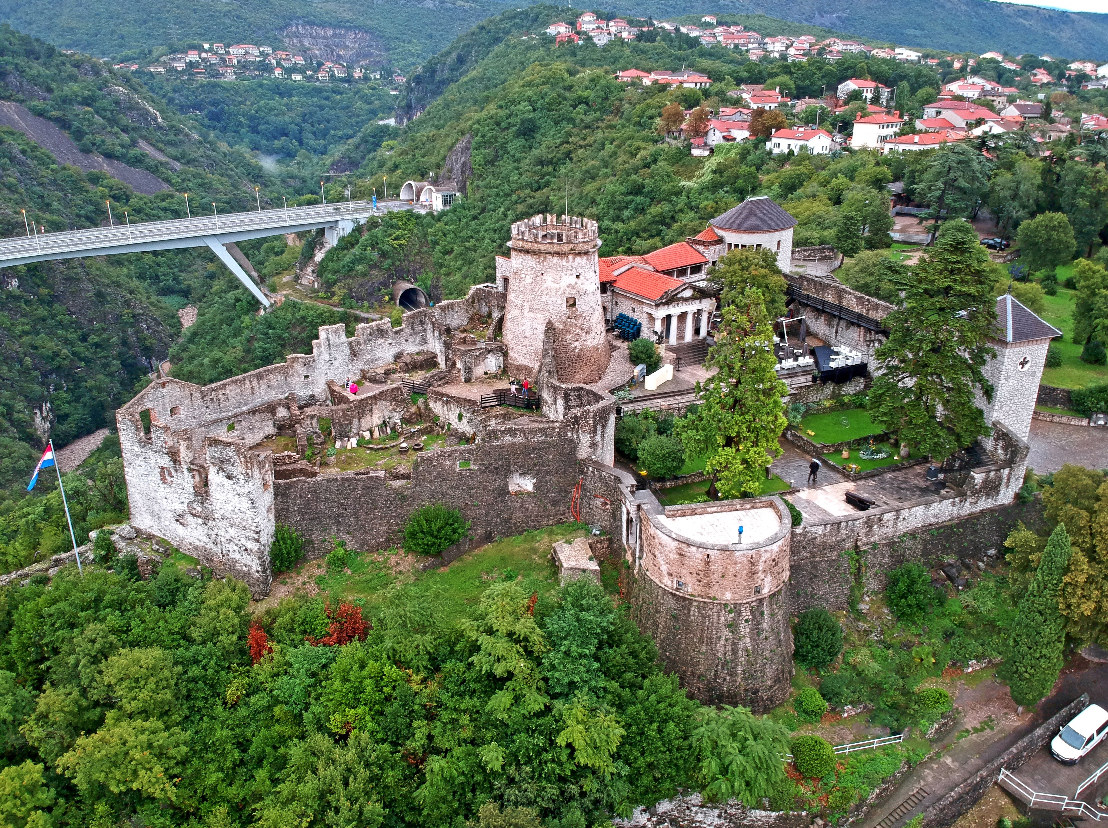 Aerial view of Trsat castle near Rijeka, Croatia