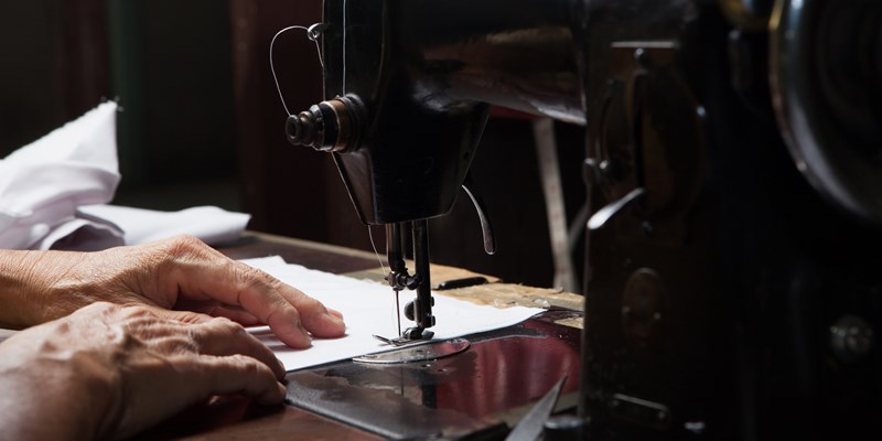 Sewing Process, Antique Sewing Machine with sewer