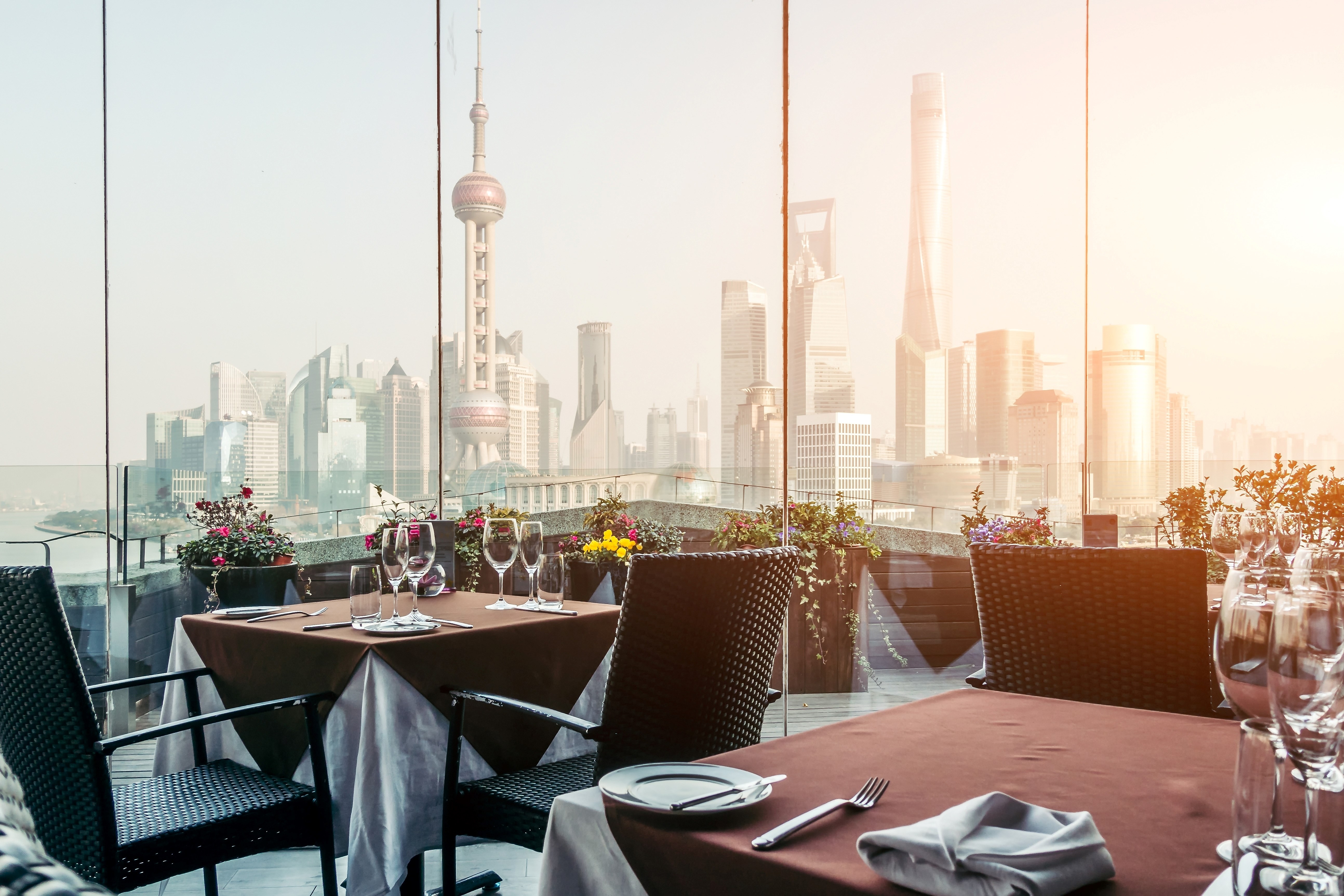 The Bund outside Shanghai glass window