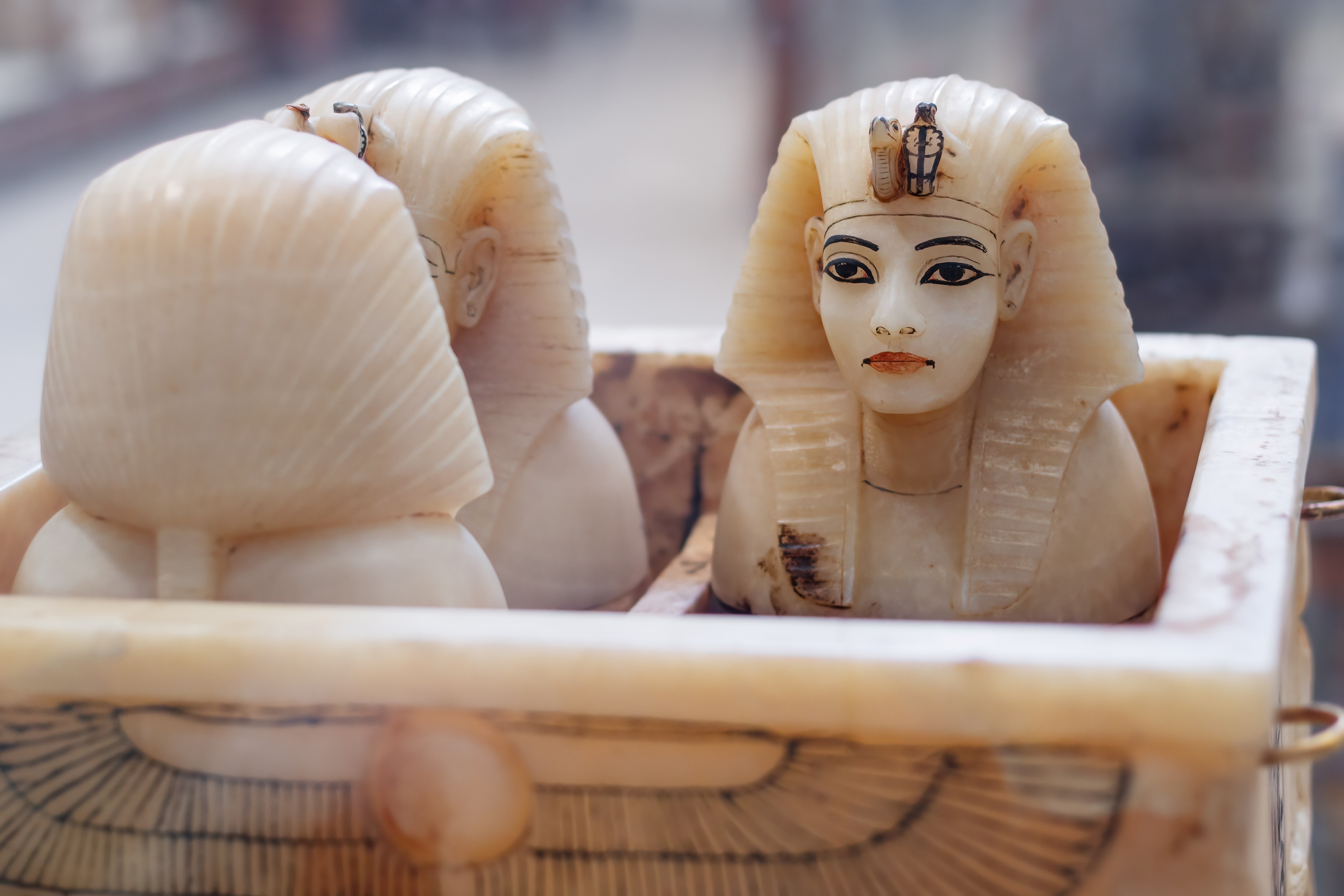 The head of the young king Tutankhamun, one of the kings of ancient Egyptian civilization