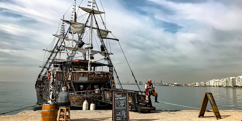 a tourist boat in Thessaloniki, Greece