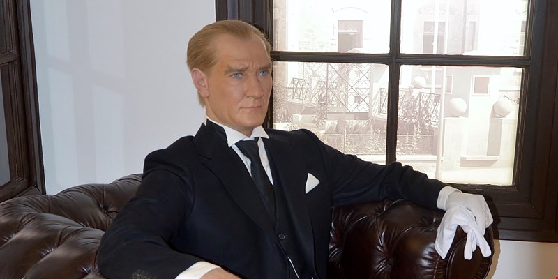 Wax sculpture of Mustafa Kemal Atatürk at Atatürk's House Museum in Thessaloniki, Greece