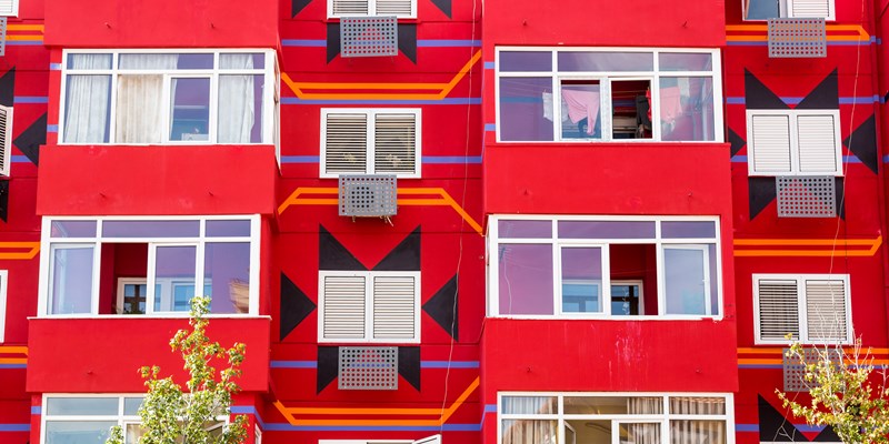 Colourful facades of Tirana in Albania