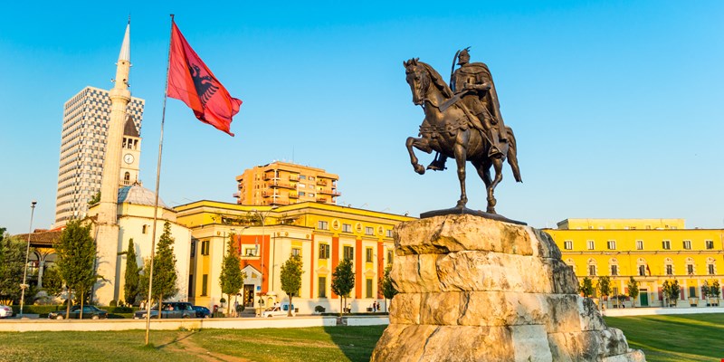 An office building seen from Skanderbeg square