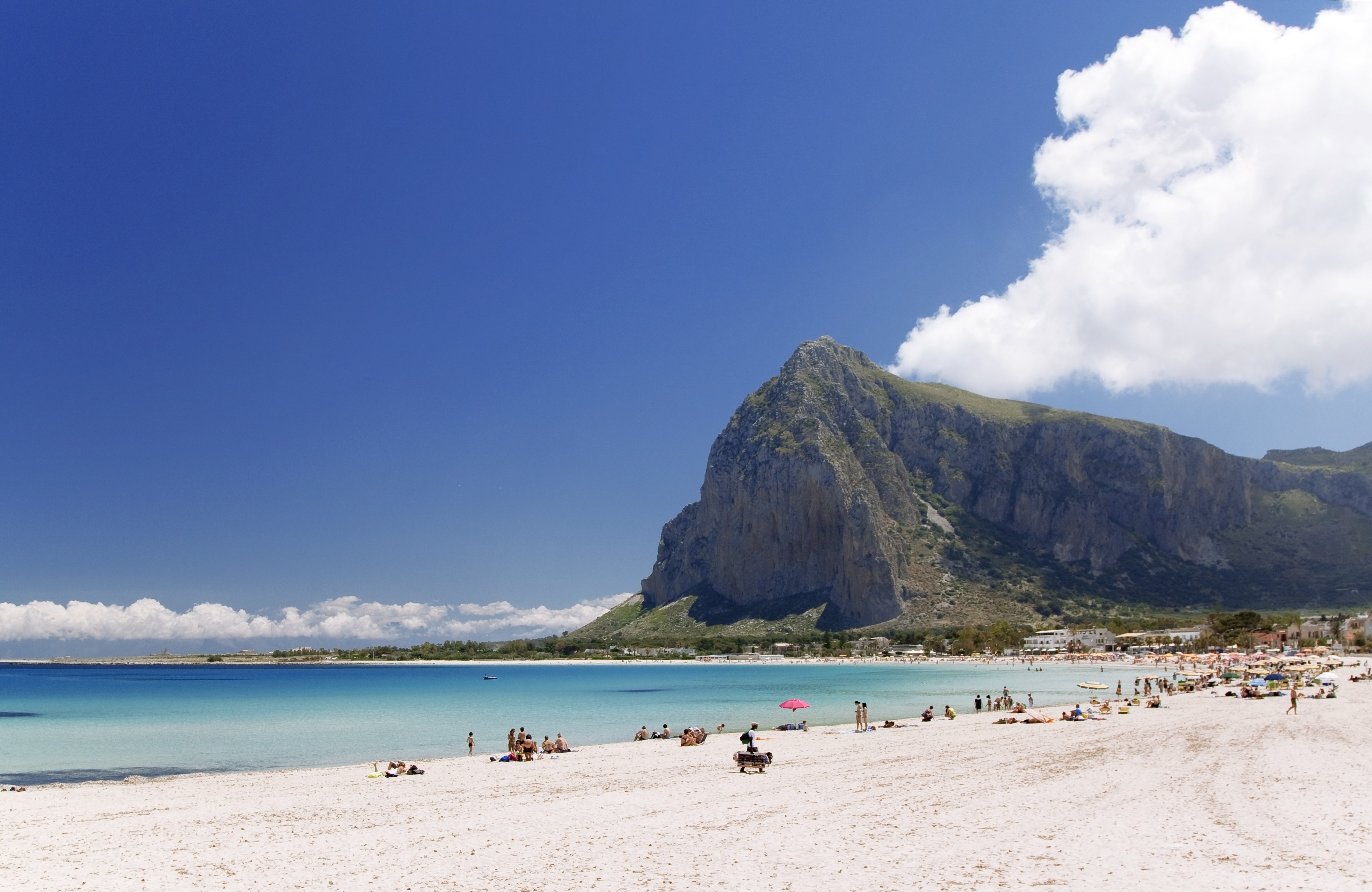 San Vito lo Capo beach and Monte Monaco in background, north-western Sicily.