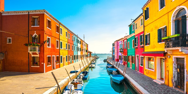 Colorful houses on the island of Burano in Venice