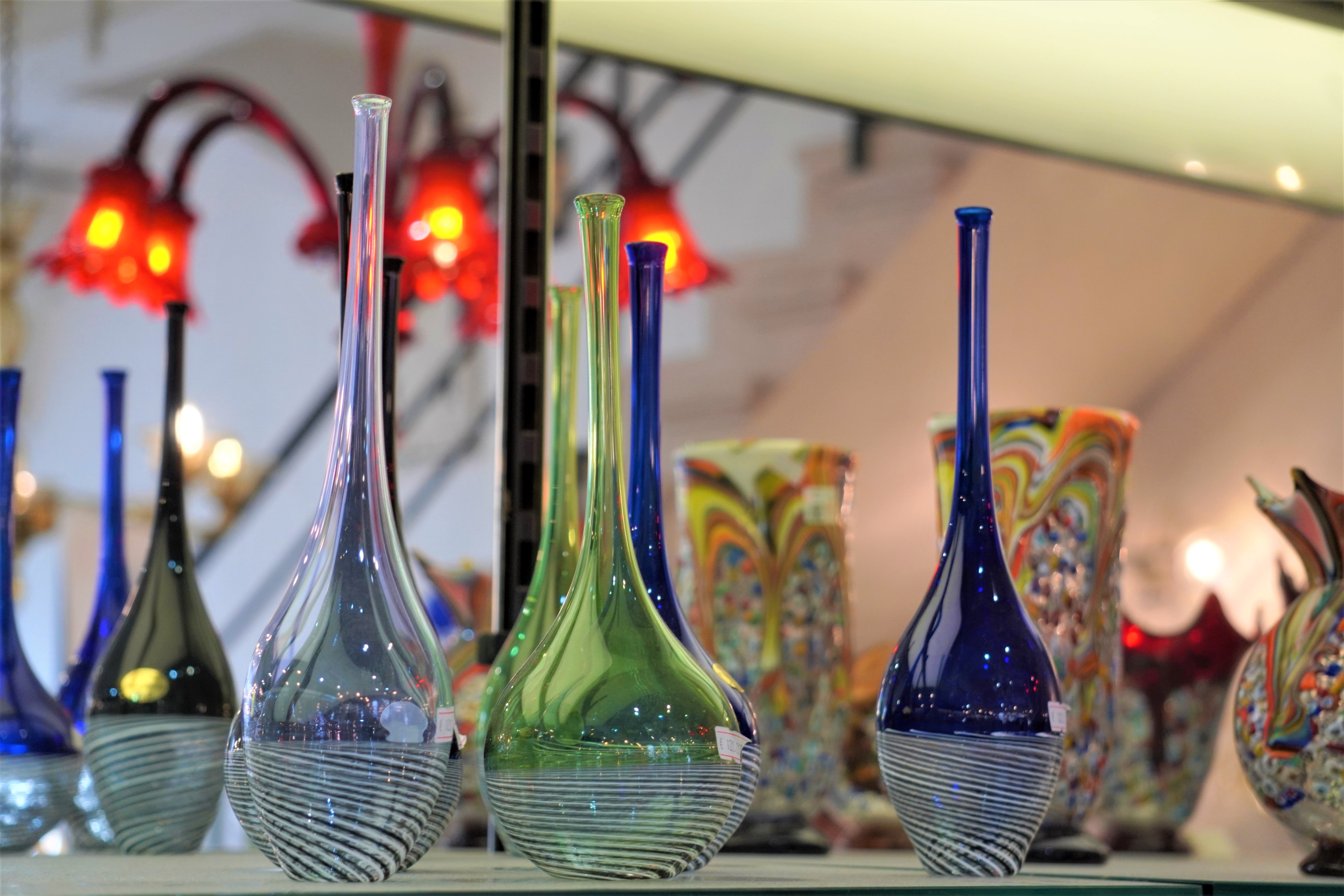 Glass vases in a Murano shop, Venice