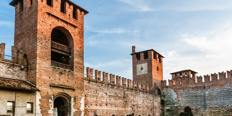 Castelvecchio castle with Ponte di Castelvecchio bridge also know as Scaliger Bridge over Adige River in Verona town, Italy, Europe.