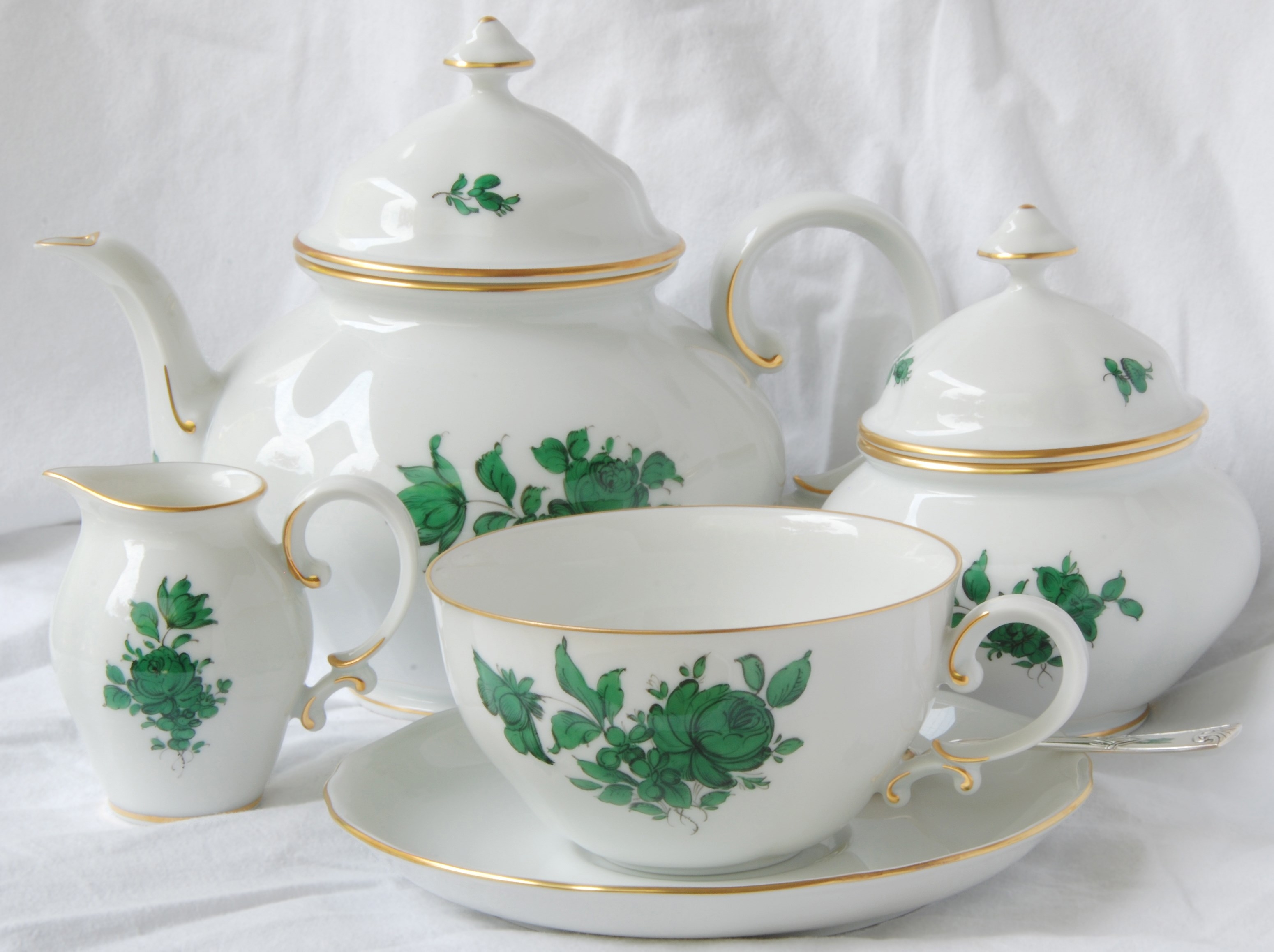 Green, White and Gold Rococo Tea Service