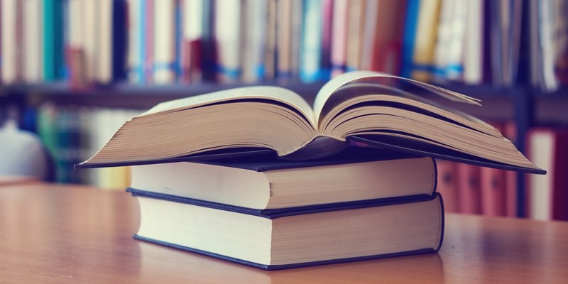 Opened book on the desk