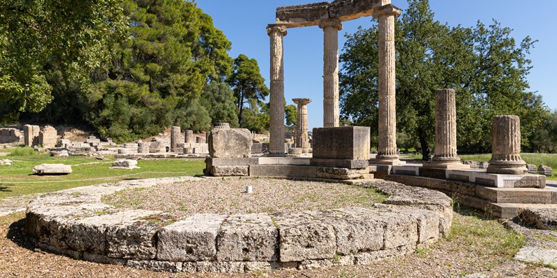 columns in Olympia, Greece