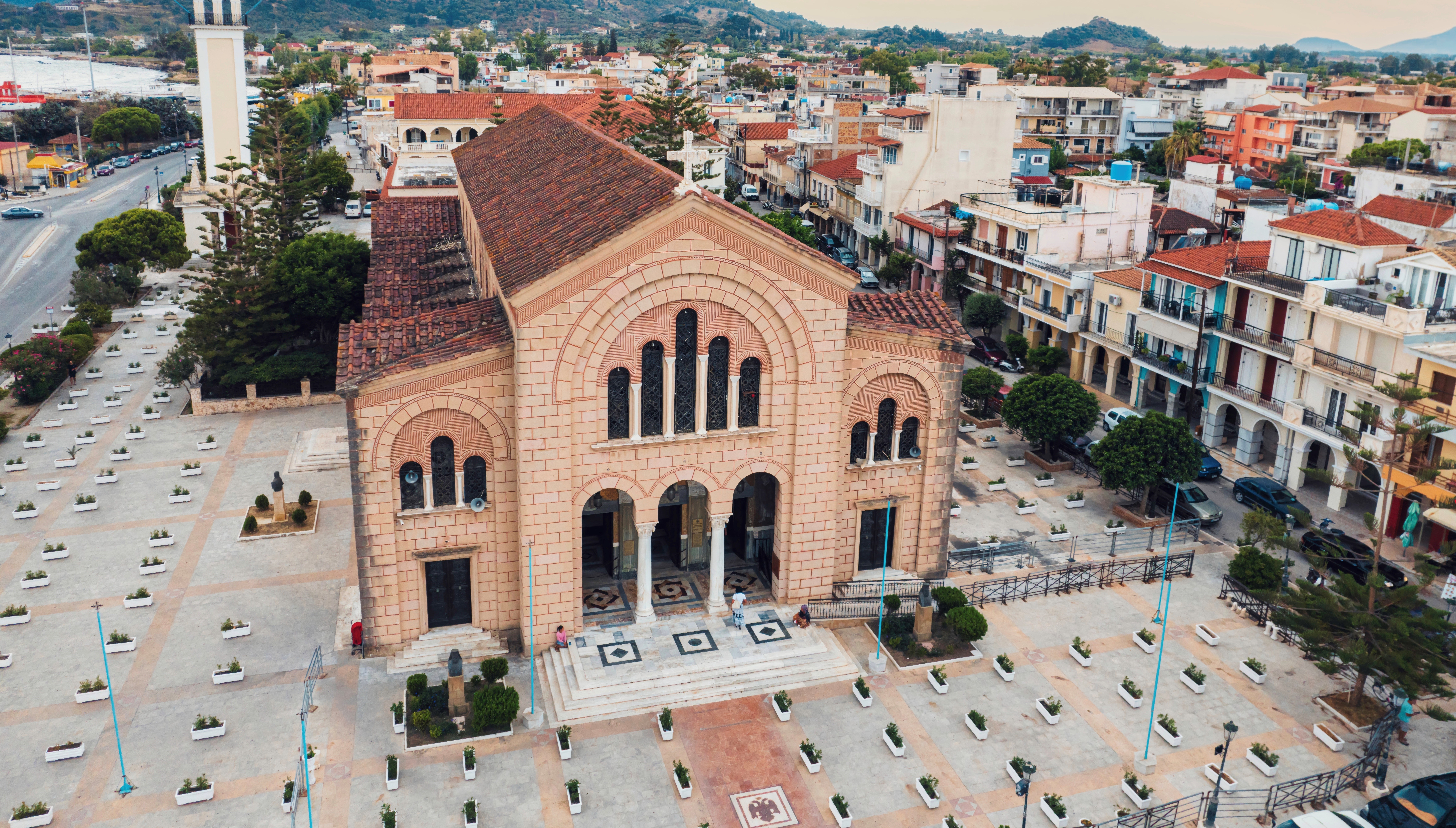 An elevated perspective of Saint Dionysios Church