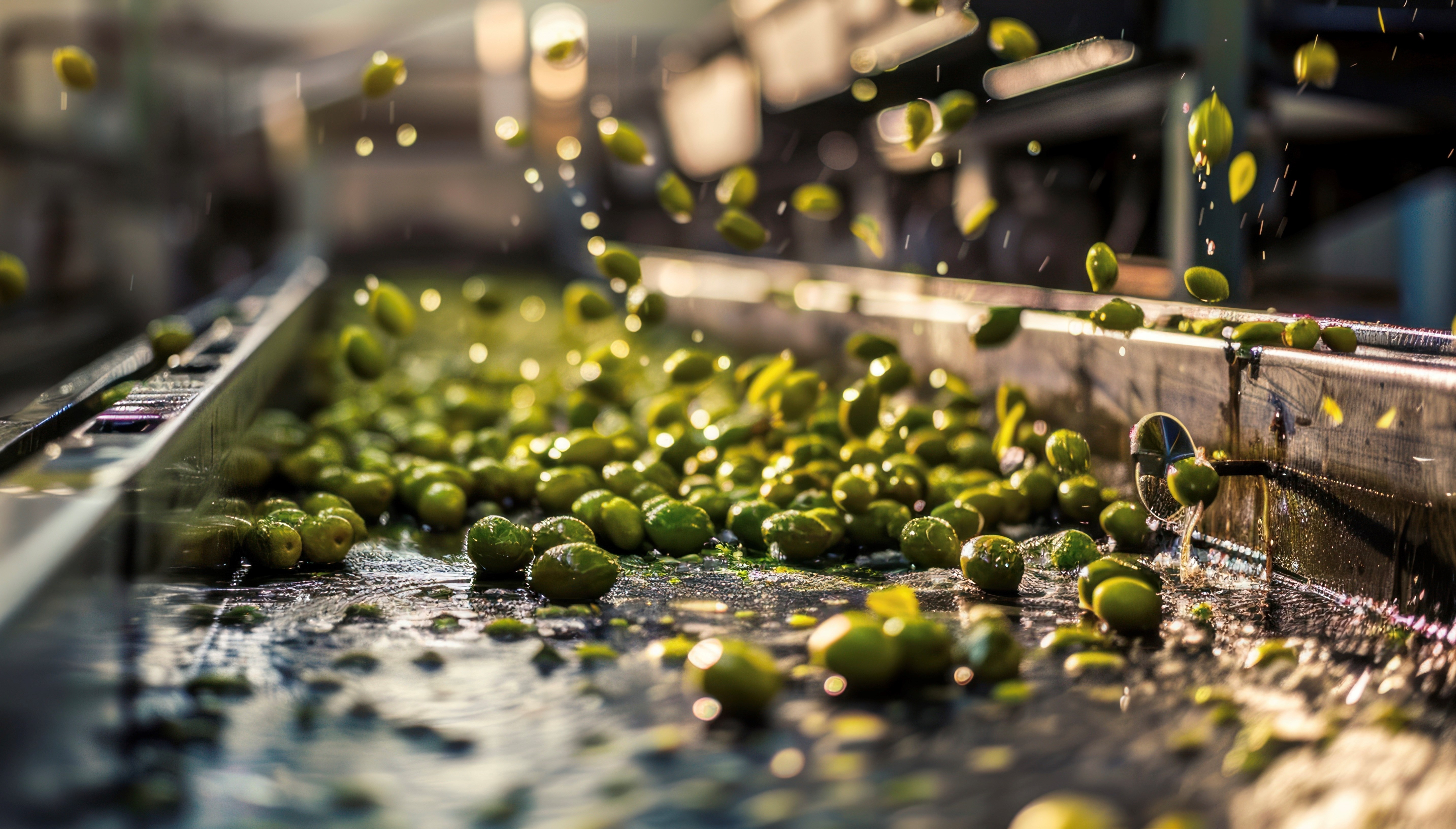 Olive cleaning process in factory