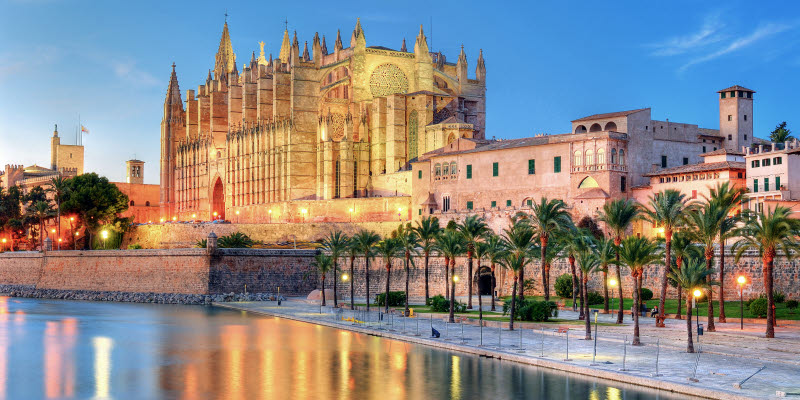 Palma Mallorca strand och palmer Palma Mallorca strand och palmer