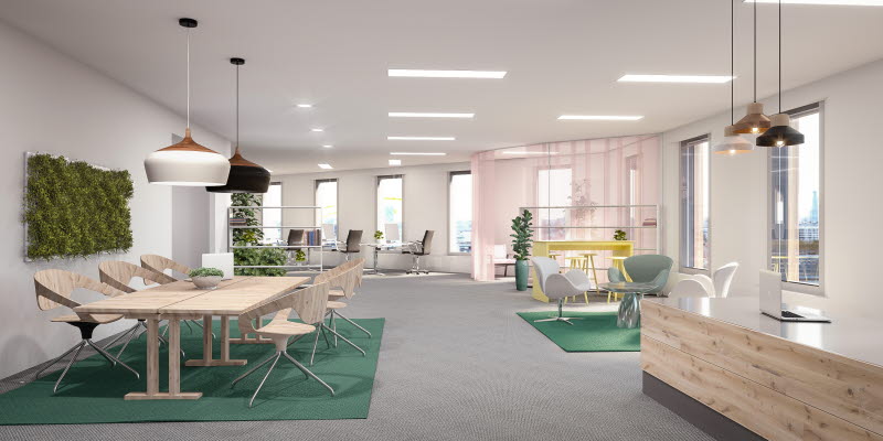 Visionsbild av Office One skiss inomhus Visionsbild av Office One skiss inomhus