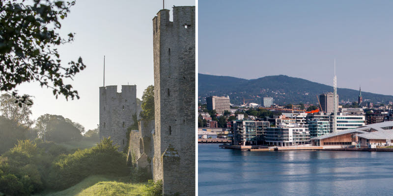 Ringmuren i Visby och hamn i Oslo Ringmuren i Visby och hamn i Oslo