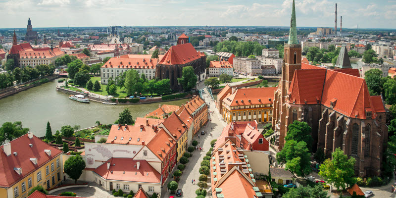 Vy över polska staden Wroclaw Vy över polska staden Wroclaw