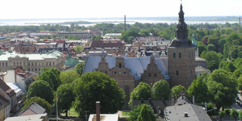 Vy över Kristianstad med kyrkan Vy över Kristianstad med kyrkan