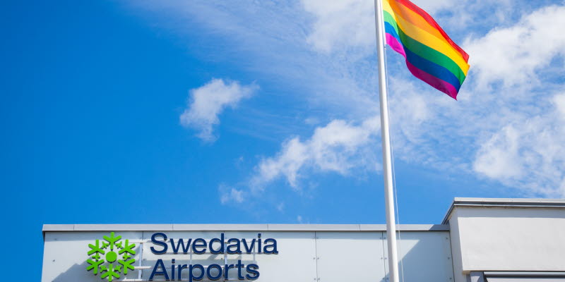 Hissad Prideflagga utanför Swedaviahuset Hissad Prideflagga utanför Swedaviahuset