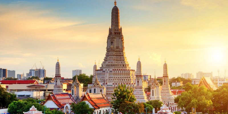 Ett tempel vid vatten i Bangkok Ett tempel vid vatten i Bangkok